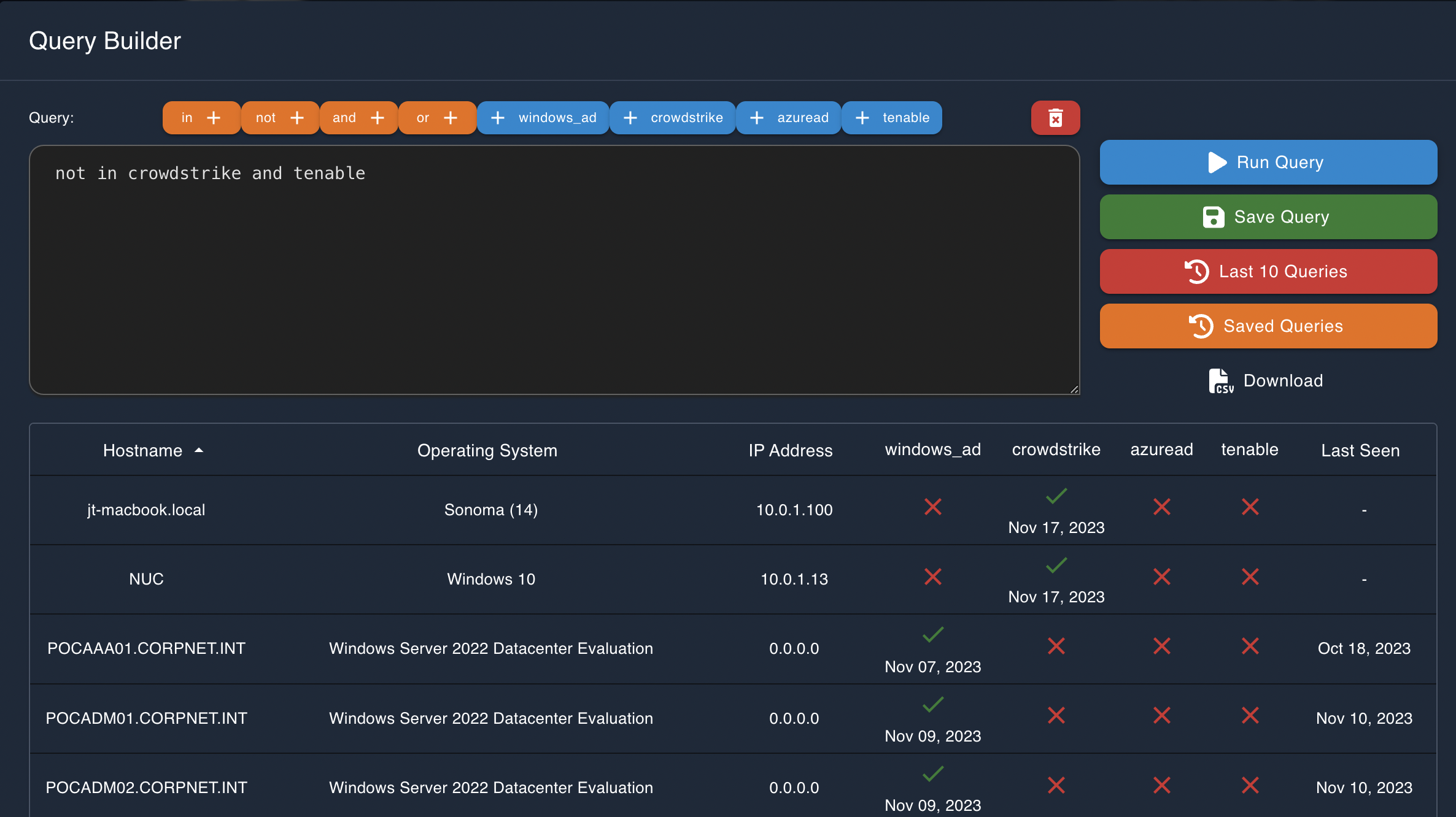 Asset Management - Rogue Query Builder